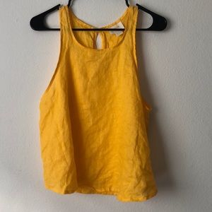 Anthropologie MaEve yellow 100%linen tank